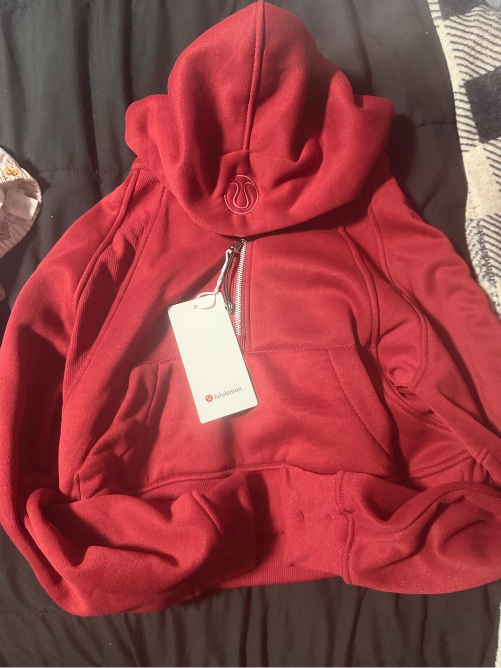 lululemon athletica Red Cowl Neck Hoodie Sweater